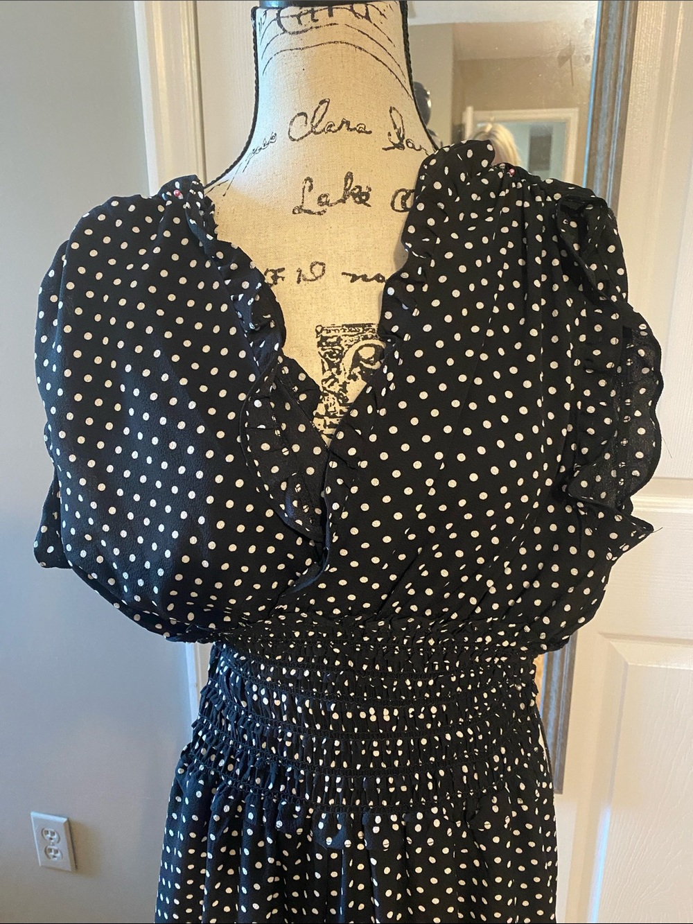 Max Studio Black jumpsuit with White Polka Dots NWT - Picture 2 of 4